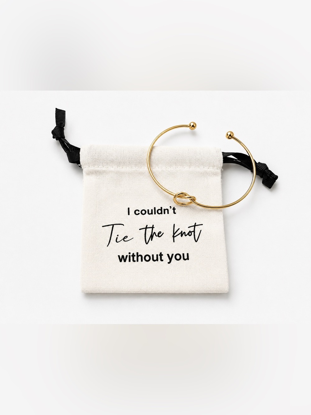 Gold-tone Knot Open Cuff Bracelet & Gift Bag